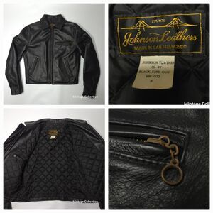 VINTAGE JOHNSON LEATHERS WOMEN'S BLACK FINE COW LEATHER MOTORCYCLE JACKET SIZE 8